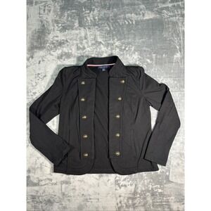 Tommy Hilfiger Women's Black Double Breasted Military Style Blazer Jacket Size M